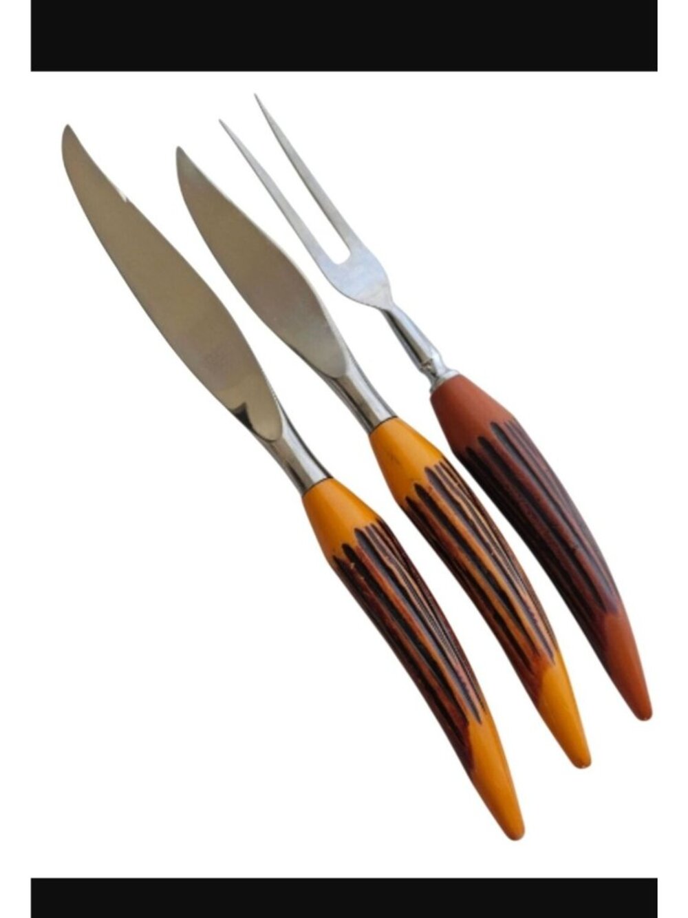 Mode Danish Bakelite Carving set 14"  knife and fork Sheffield mid century